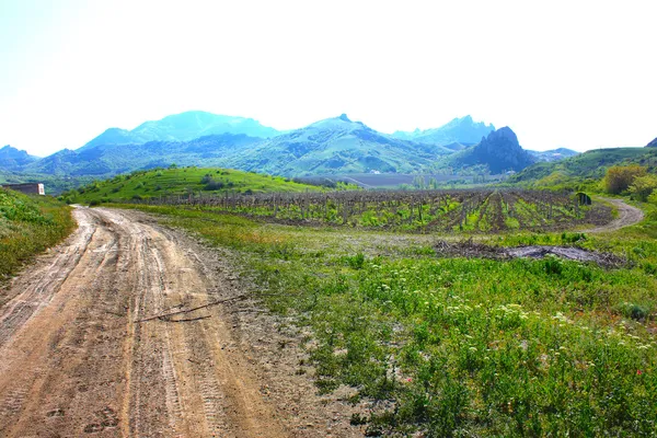 A paisagem das montanhas da Crimeia tomada na Ucrânia em Sudak — Fotografia de Stock