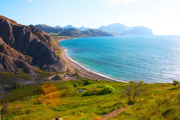 Amazing landscape of the Black Sea and the Karadag mountain in Crimea, Ukraine — Stock Photo, Image