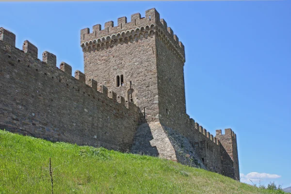 Genuese fortress in Sudak taken in Crimea, Ukraine, May — Stock Photo, Image