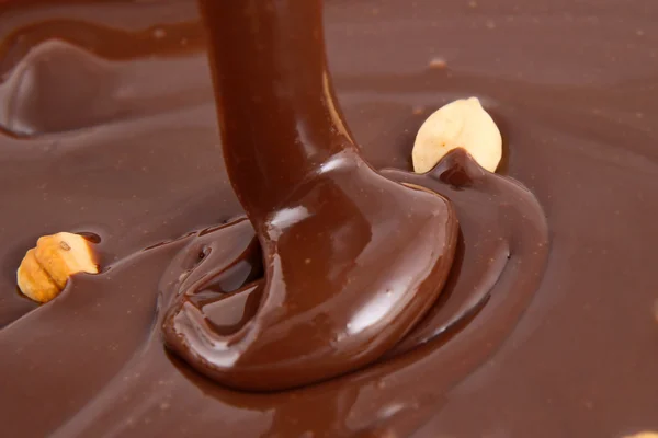 Ots of chocolate falling from above — Stock Photo, Image