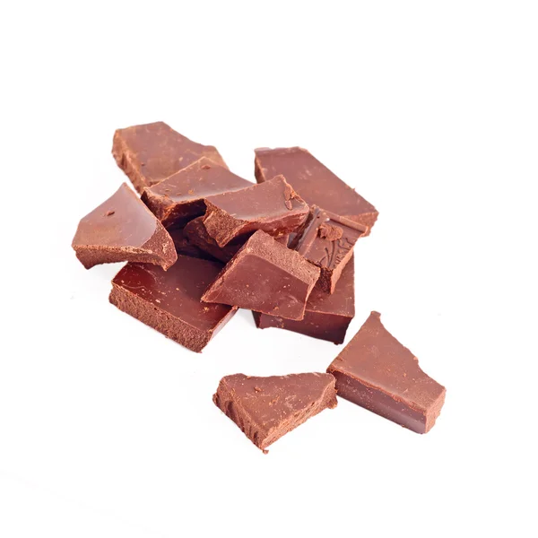 Barra de chocolate rota sobre fondo blanco — Foto de Stock