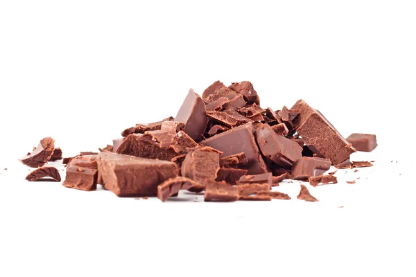 Barra de chocolate quebrado em um fundo branco — Fotografia de Stock