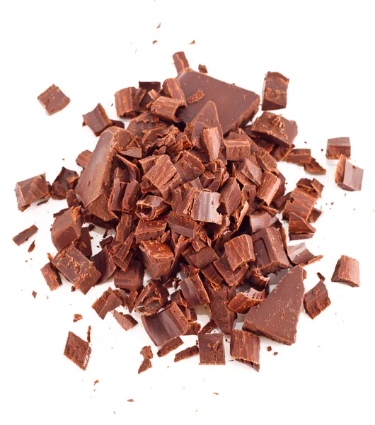 Rozbitá čokoládová tyčinka na bílém pozadí — Stock fotografie