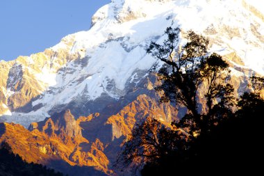 güzel manzara gündoğumu zaman, annapurna alan, nepal Himalayalar
