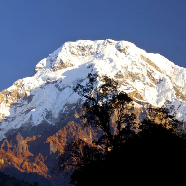 Krásná krajina v Himálaji v čas východu slunce, annapurna oblast, Nepál — Stock fotografie