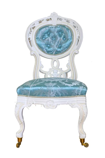 Chaise de style ancien bleu isolé sur le fond blanc — Photo