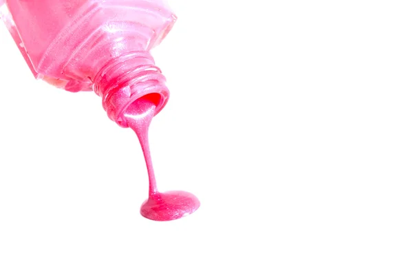 Botella de esmalte de uñas rosa — Foto de Stock