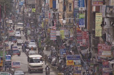 Merkezi Katmandu trafik sıkışıklığı ve hava kirliliği