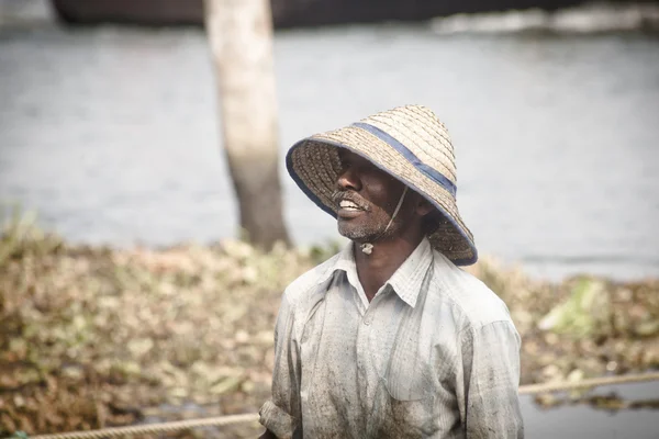 Smiling indian fisherman — Stock Photo, Image