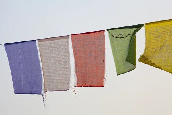 Buddhistiska be flaggor — Stockfoto