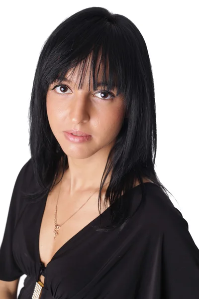Frau mit schwarzen Haaren — Stockfoto
