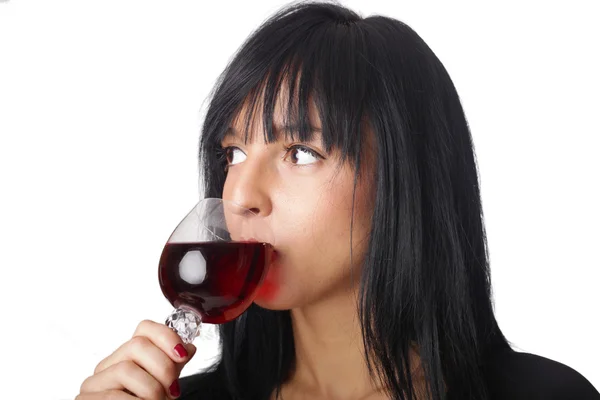 Pretty woman with glass of wine — Stock Photo, Image