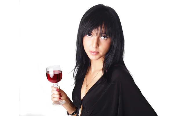 Smiling woman with glass of wine — Stock Photo, Image