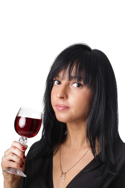 Pretty woman with glass of wine — Stock Photo, Image