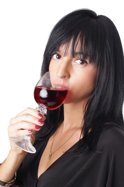 Sexy woman with glass of wine — Stock Photo, Image