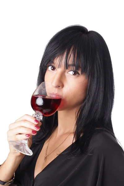 Woman with glass of wine — Stock Photo, Image