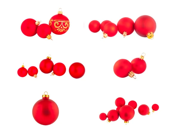 빨간색 크리스마스 볼 세트 — 스톡 사진