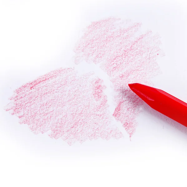 Red pencil and drawing heart — Stock Photo, Image