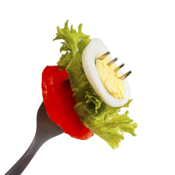 Hlávkový salát, vejcem a rajčaty — Stock fotografie