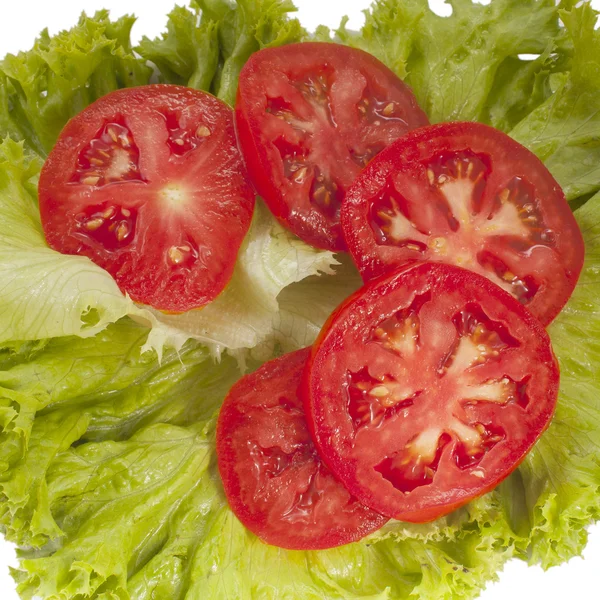 Tomates rojos y lechuga — Foto de Stock