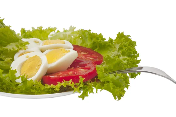 Smakelijke tomaat en eieren salade — Stockfoto