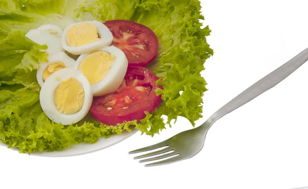 Tasty tomato and eggs salad — Stock fotografie