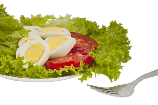 Smakelijke tomaat en eieren salade — Stockfoto