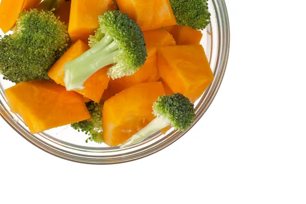 Brocoli Frais Citrouille Dans Une Assiette Verre — Photo