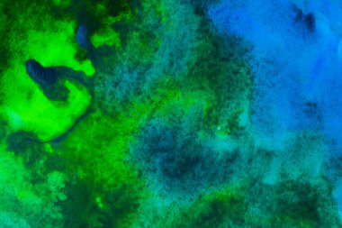 Soyut vlue ve yeşil suluboya resim