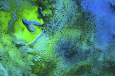 Soyut vlue ve yeşil suluboya resim