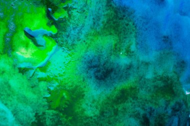 Soyut vlue ve yeşil suluboya resim