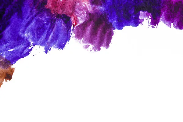 Blå Violett Och Rosa Abstrakt Akvarellmålning Vitt Papper — Stockfoto