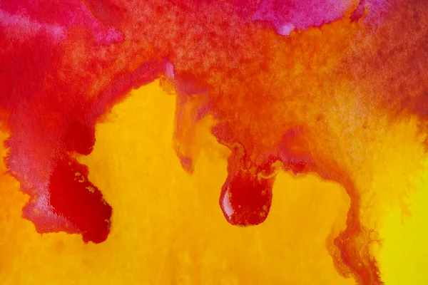 Abstract Rood Oranje Geel Zonnige Kleuren Aquarelverf — Stockfoto