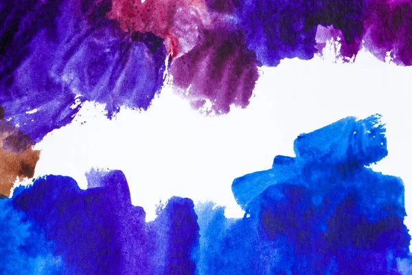 Blaue Violette Und Rosa Abstrakte Aquarellmalerei Auf Weißem Papier — Stockfoto