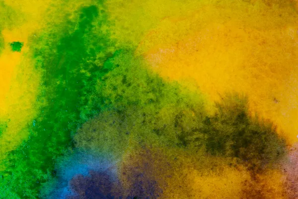 Абстрактная Акварельная Живопись Зеленого Синего Желтого Цветов — стоковое фото