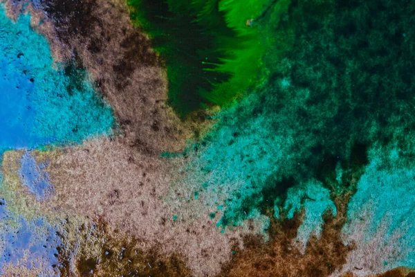 Abstrakte Aquarellmalerei Mit Grünen Blauen Und Gelben Farben — Stockfoto