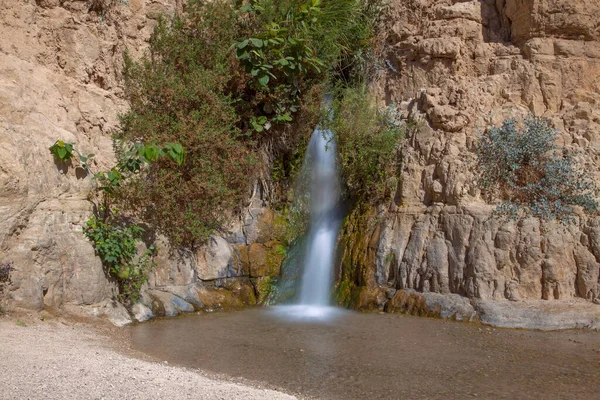 Vattenfall Och Stenar Ein Gedi — Stockfoto