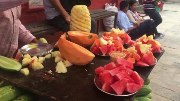 Fruit Salad Streets Kathmandu Nepal — Vídeo de Stock
