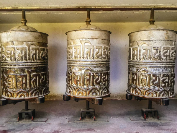 Ruota Preghiera Tradizionale Nel Tempio Kathmandu Nepal — Foto Stock