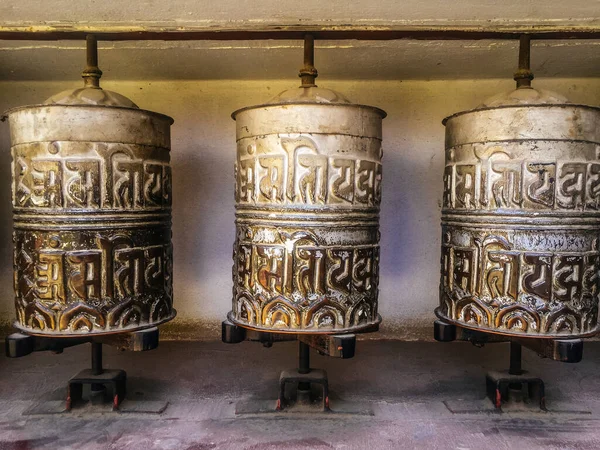 Ruota Preghiera Tradizionale Nel Tempio Kathmandu Nepal — Foto Stock