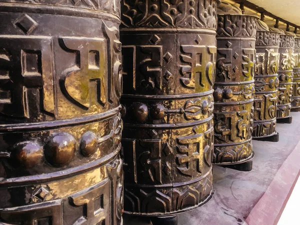 Katmandu Nepal Deki Tapınakta Geleneksel Dua Çarkı — Stok fotoğraf