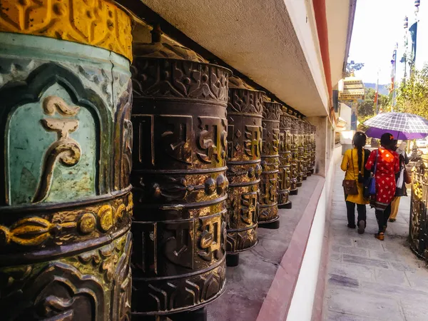 Tradycyjne Koło Modlitewne Świątyni Katmandu Nepal — Zdjęcie stockowe