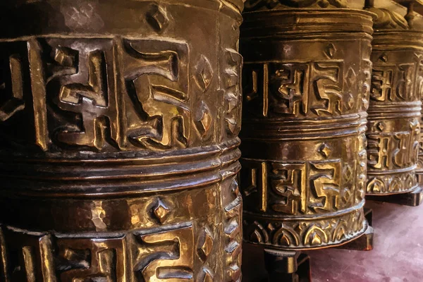 Традиционное Молитвенное Колесо Храме Катманду Непал — стоковое фото