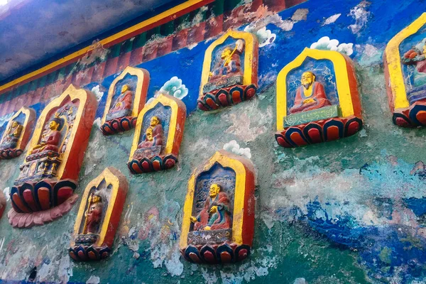 Katmandú Nepal Septiembre 2018 Vista Las Pinturas Buda Templo Mono —  Fotos de Stock