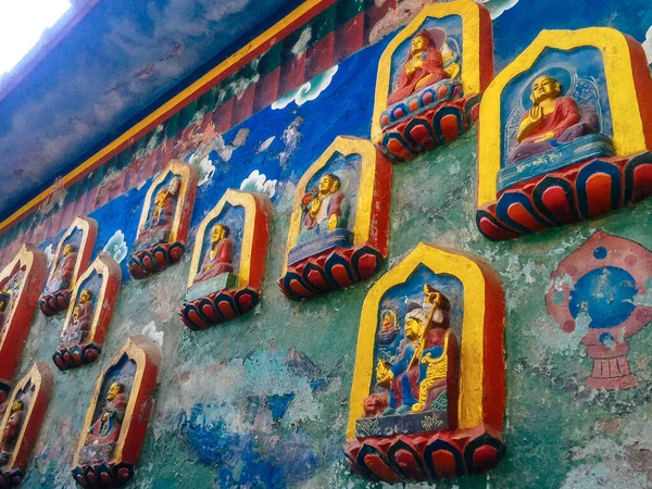 Kathmandu Nepal Setembro 2018 Vista Das Pinturas Buda Templo Macaco — Fotografia de Stock