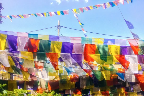 Banderas Coloridas Oración Budista Katmandú Nepal — Foto de Stock