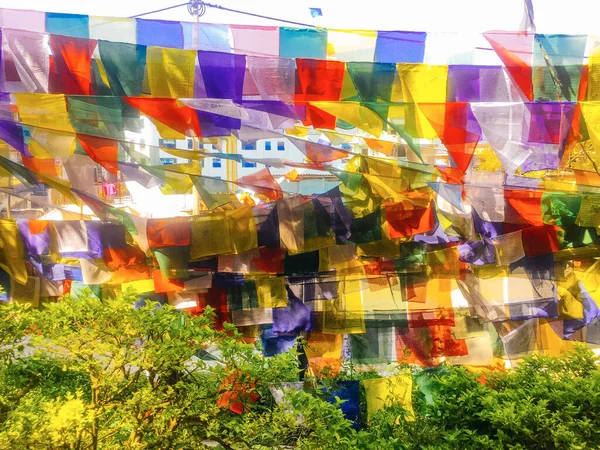 Drapeaux Prière Bouddhistes Colorés Katmandou Népal — Photo