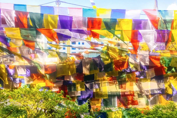 Färgglada Buddhistiska Böneflaggor Katmandu Nepal — Stockfoto