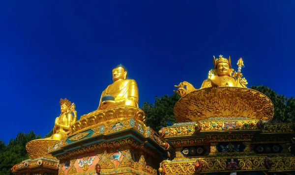 Kathmandu Nepal September 2018 Big Golden Statues Avalokiteshvara Buddha Shakyamuni — 图库照片