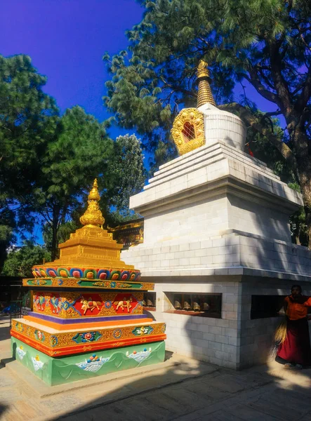 Chrám Parku Buddha Káthmándú Kolem Opičího Chrámu — Stock fotografie